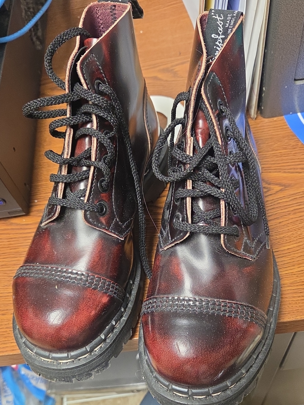Women's Lace-Up Combat Boots in Wine Red - Sturdy Moto Style